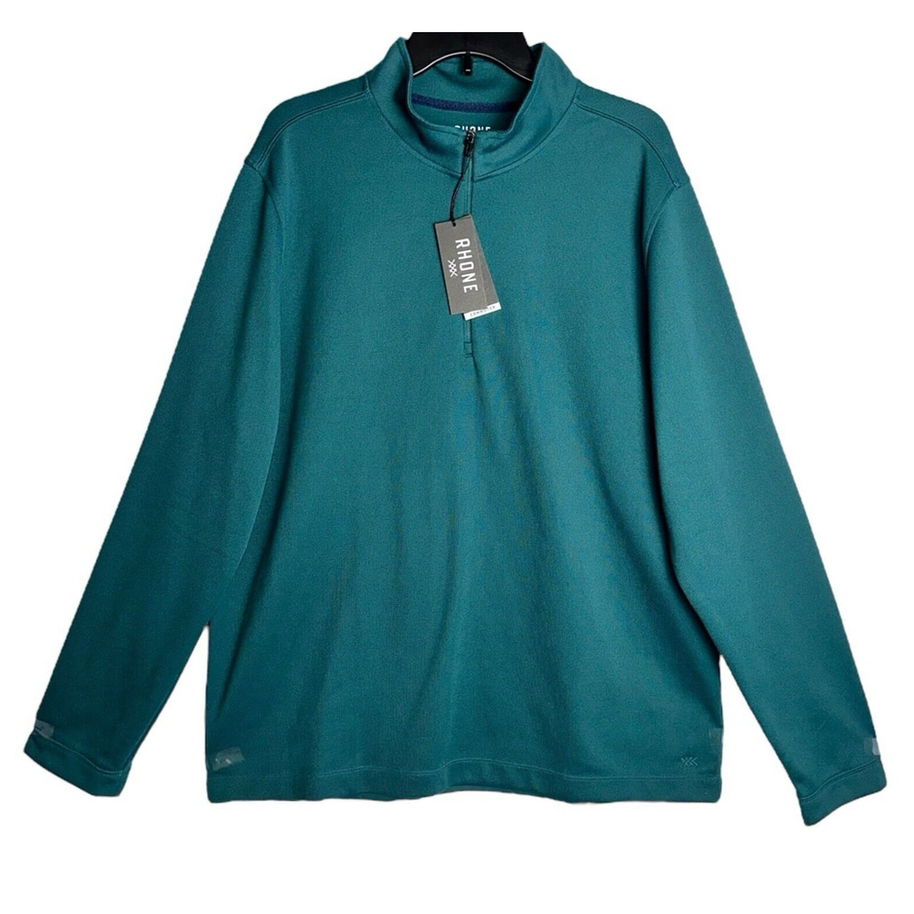 Rhone‎ Mens 2XL Commuter Pullover Quarter Zip Green Long Sleeve Sweater